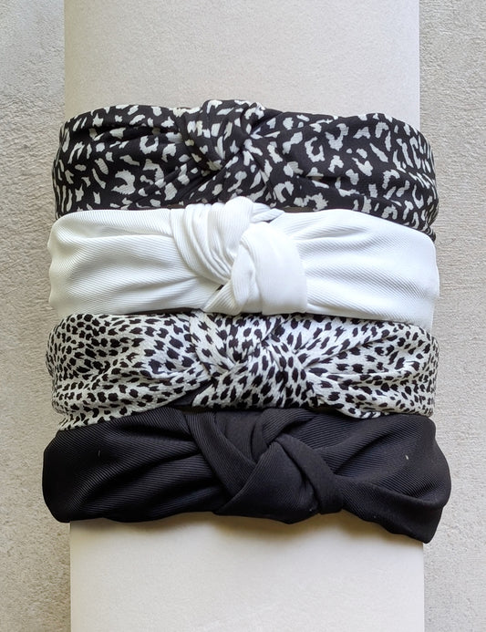 Black and White Knotted Fabric Headbands