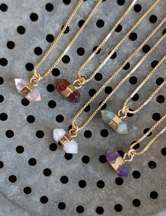 Double Point Gemstone Necklace