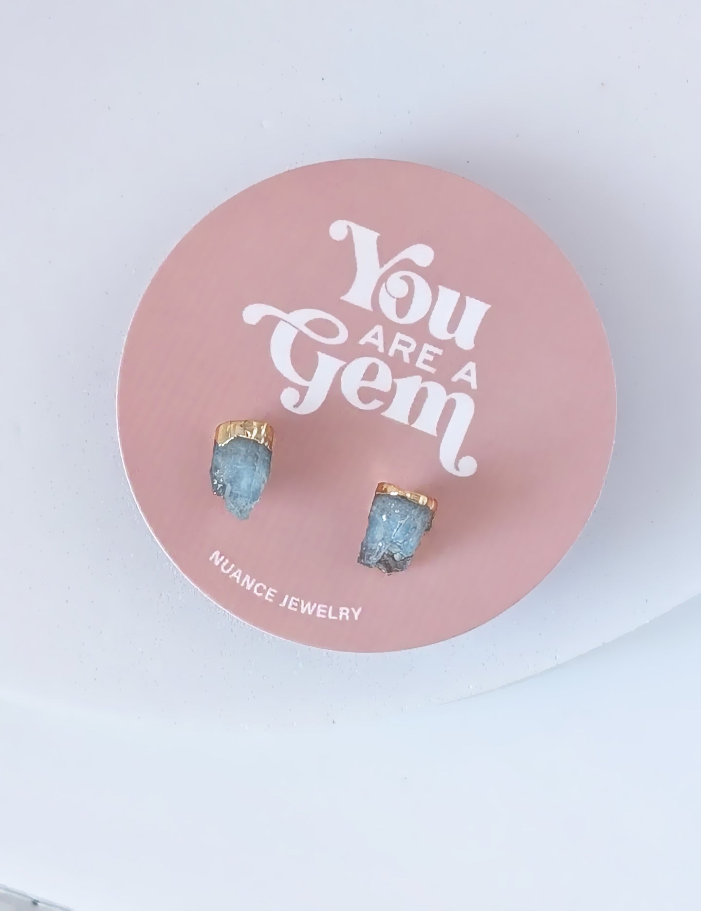 Gold Cap Raw Aquamarine Studs