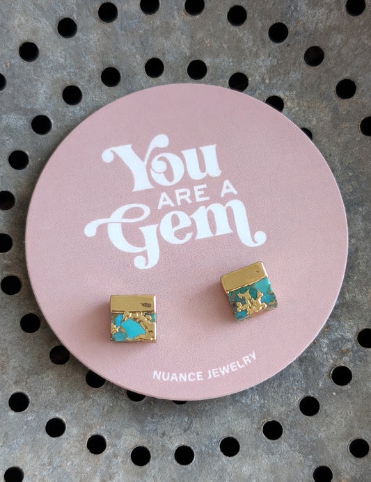 Gold Cap Square Studs