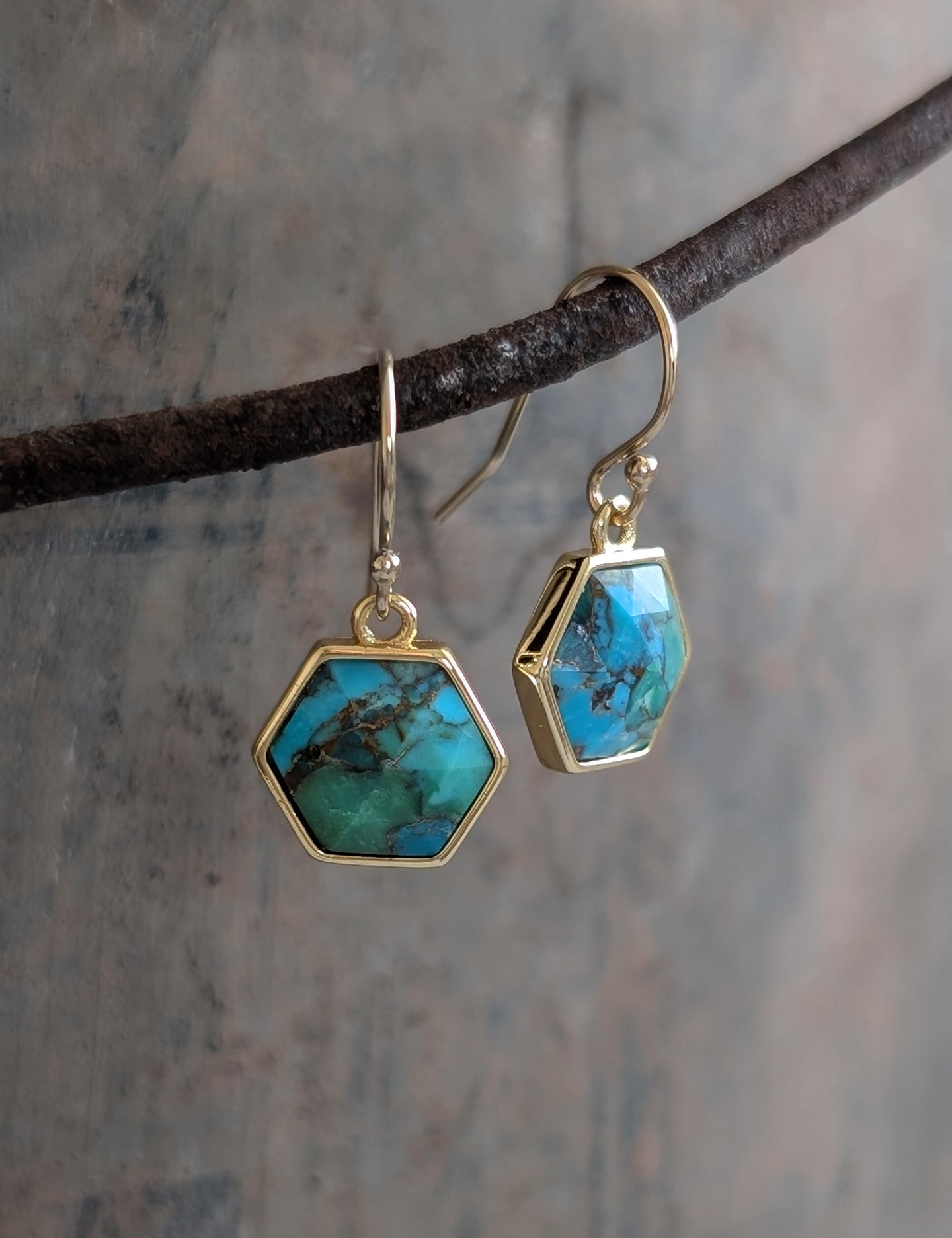 Petite Hexagon Drop Earrings