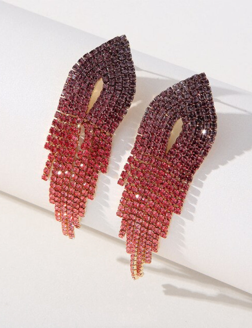 Pink Ombre Fringe Earrings