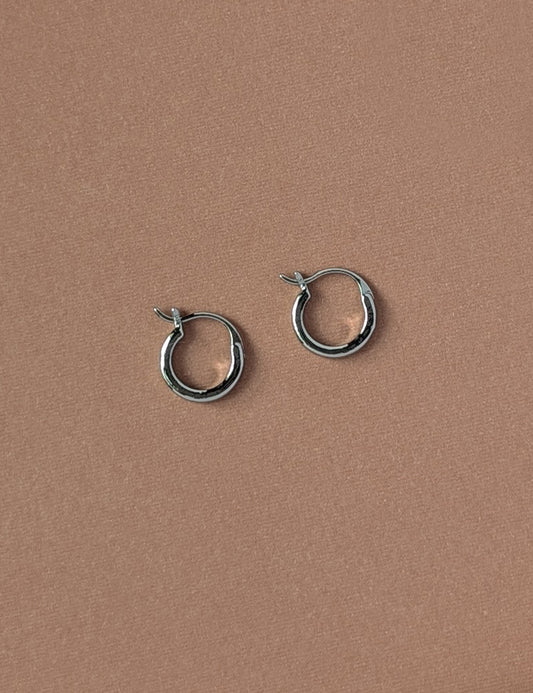 Silver Flat Snap Hoops