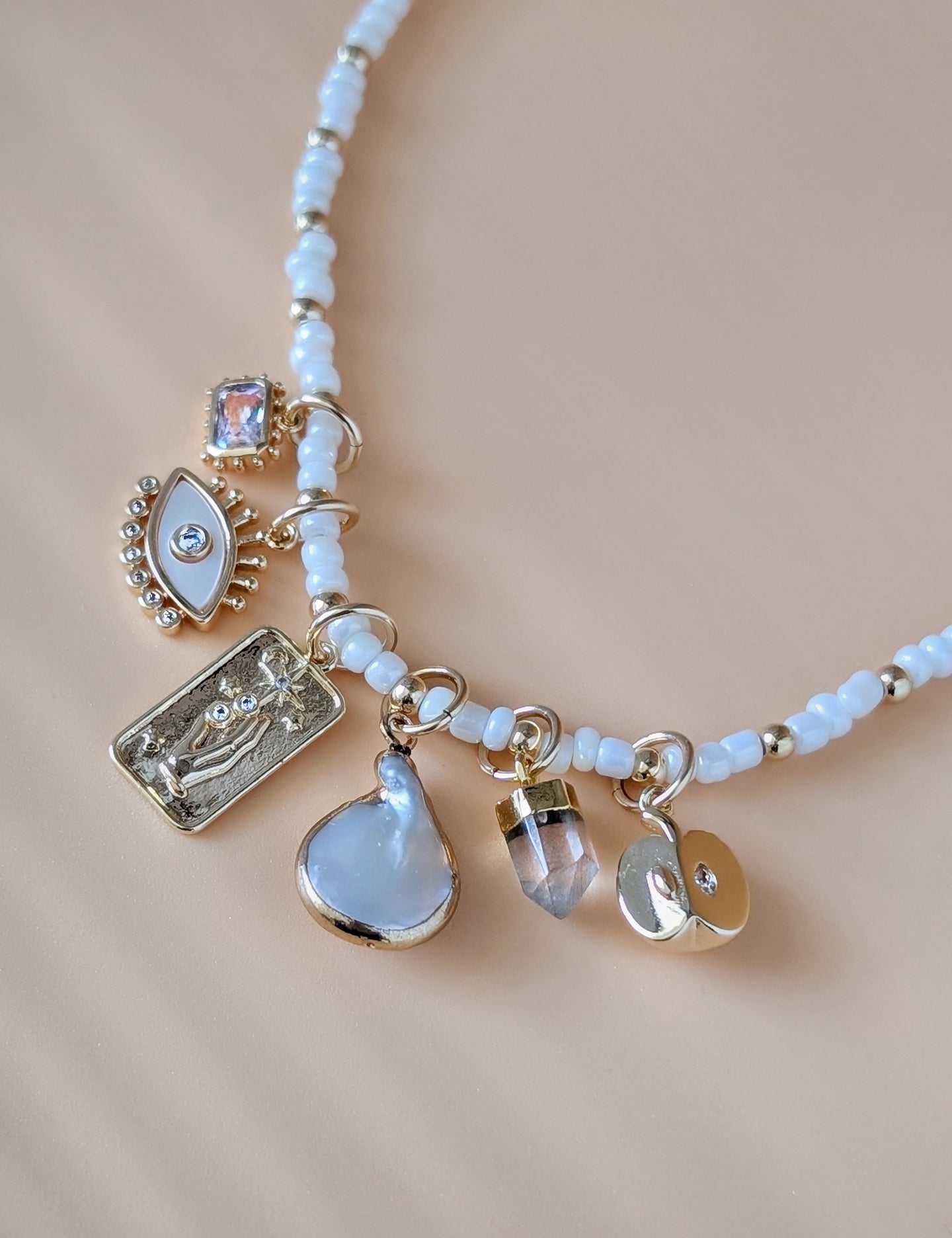 Gold Rim Pearl Charm