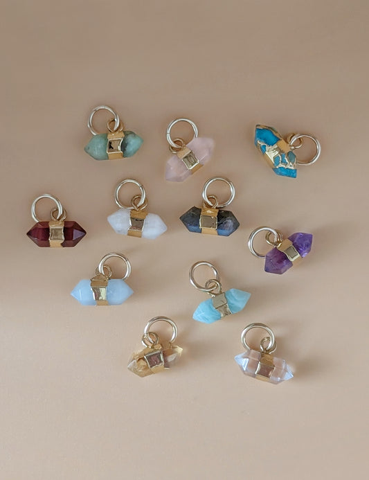 Double Point Gemstone Charms