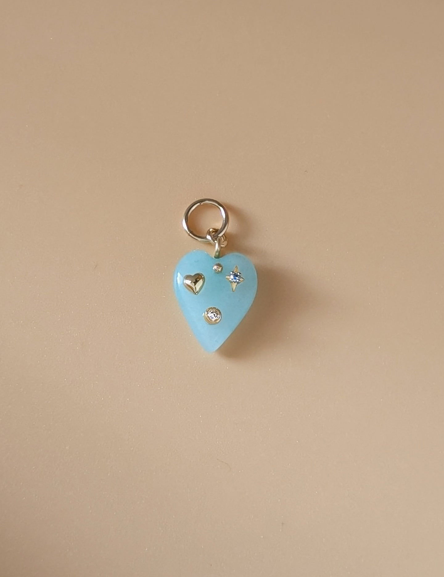 Blue Agate Heart Charm