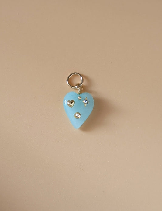 Blue Agate Heart Charm
