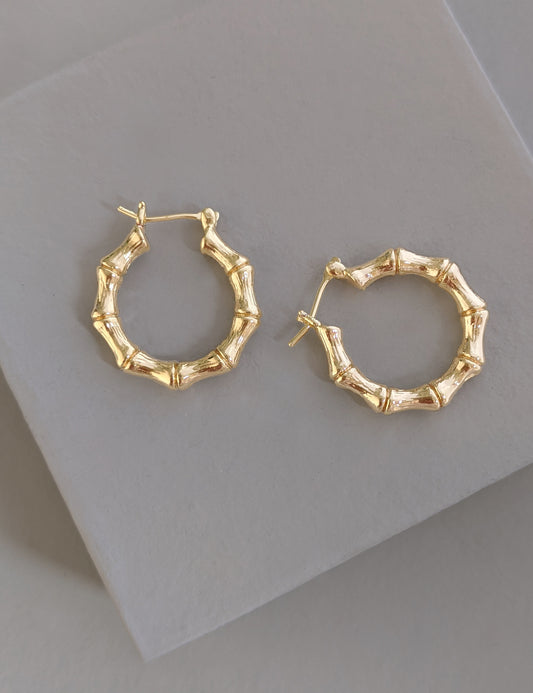 Small Bamboo Gold-Filled Hoops
