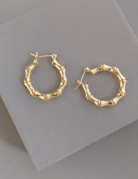 Small Bamboo Gold-Filled Hoops