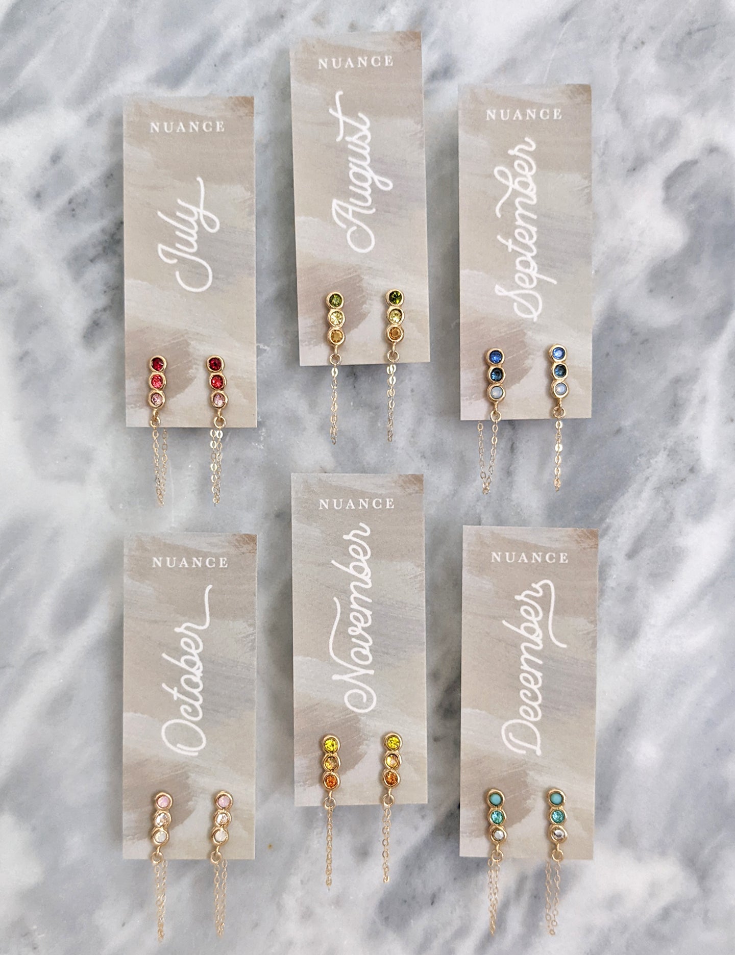 Color Block Birthstone Earrings | More Colors