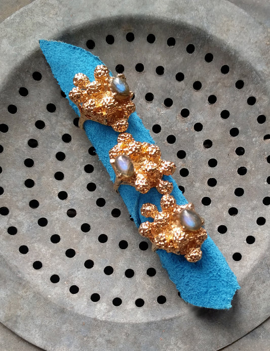 Coral Labradorite Ring