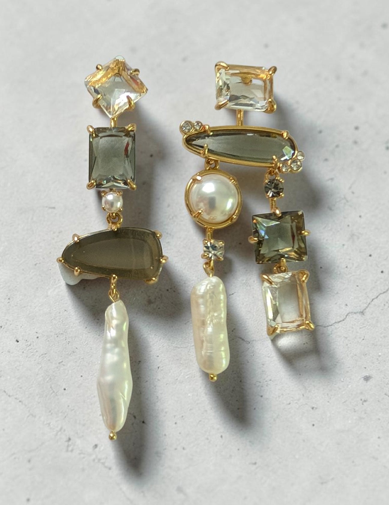 Asymmetric Jewel Drop Earrings