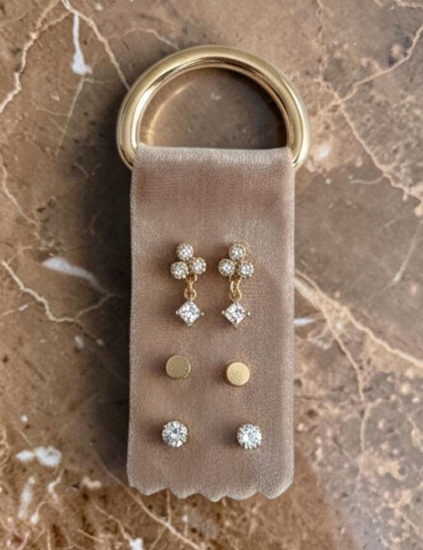 Champagne Velvet Set of 3 Studs