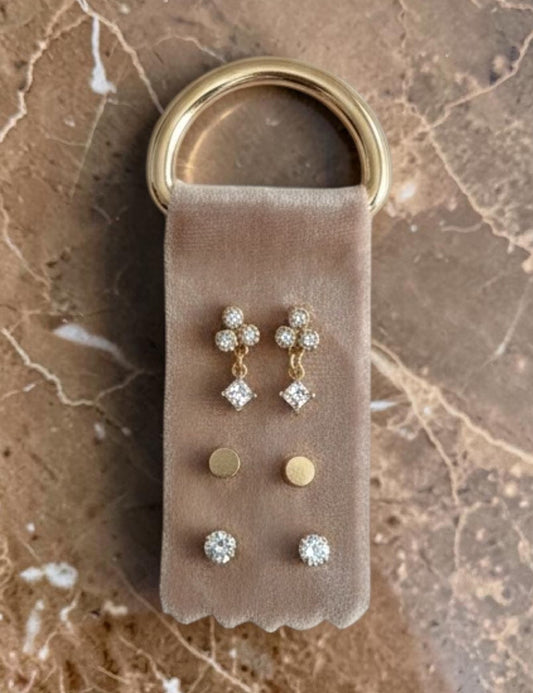 Champagne Velvet Set of 3 Studs
