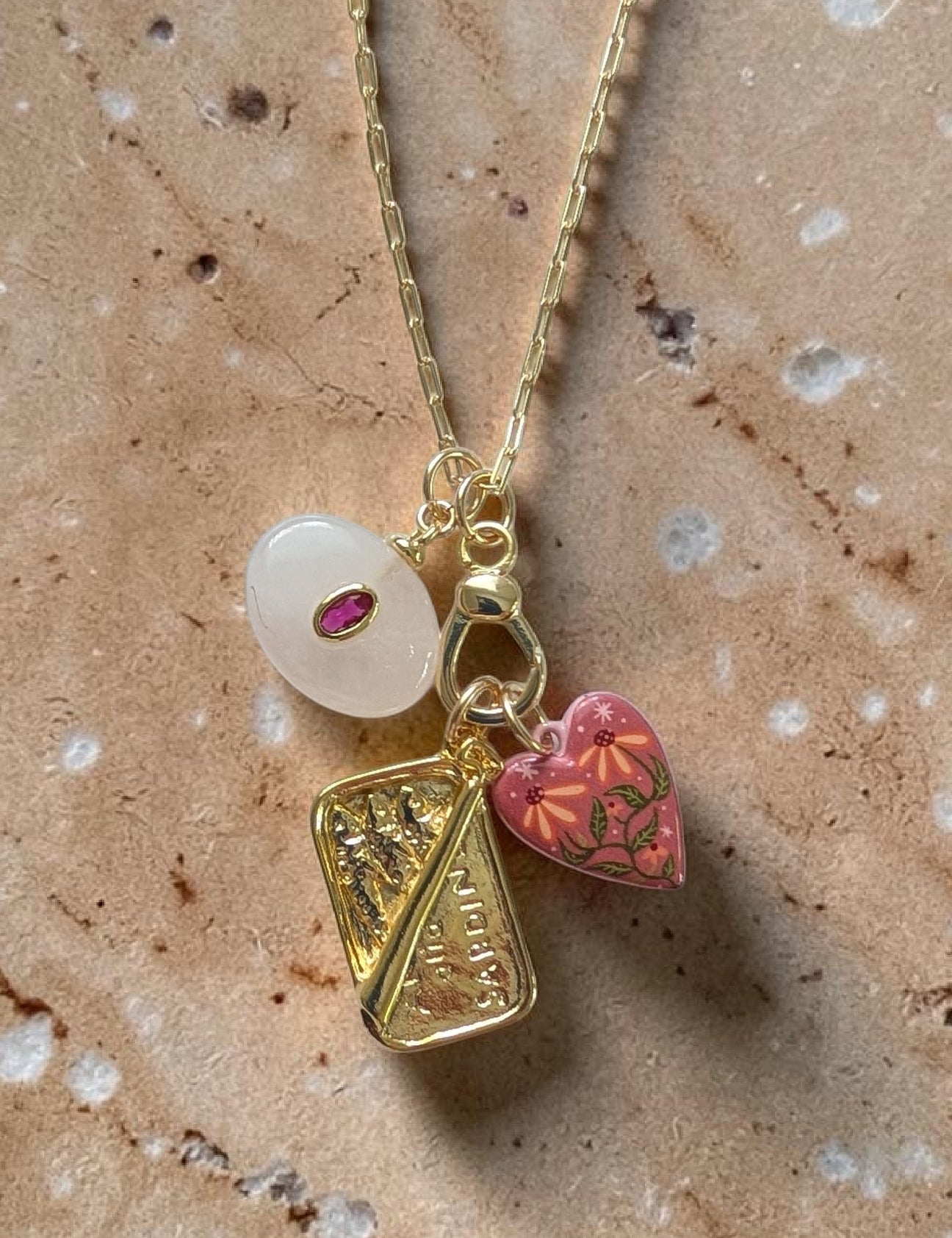Inset Gemstone Charm - Small | Options