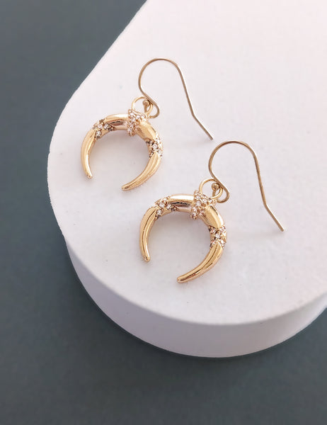 Pave Crescent Earrings