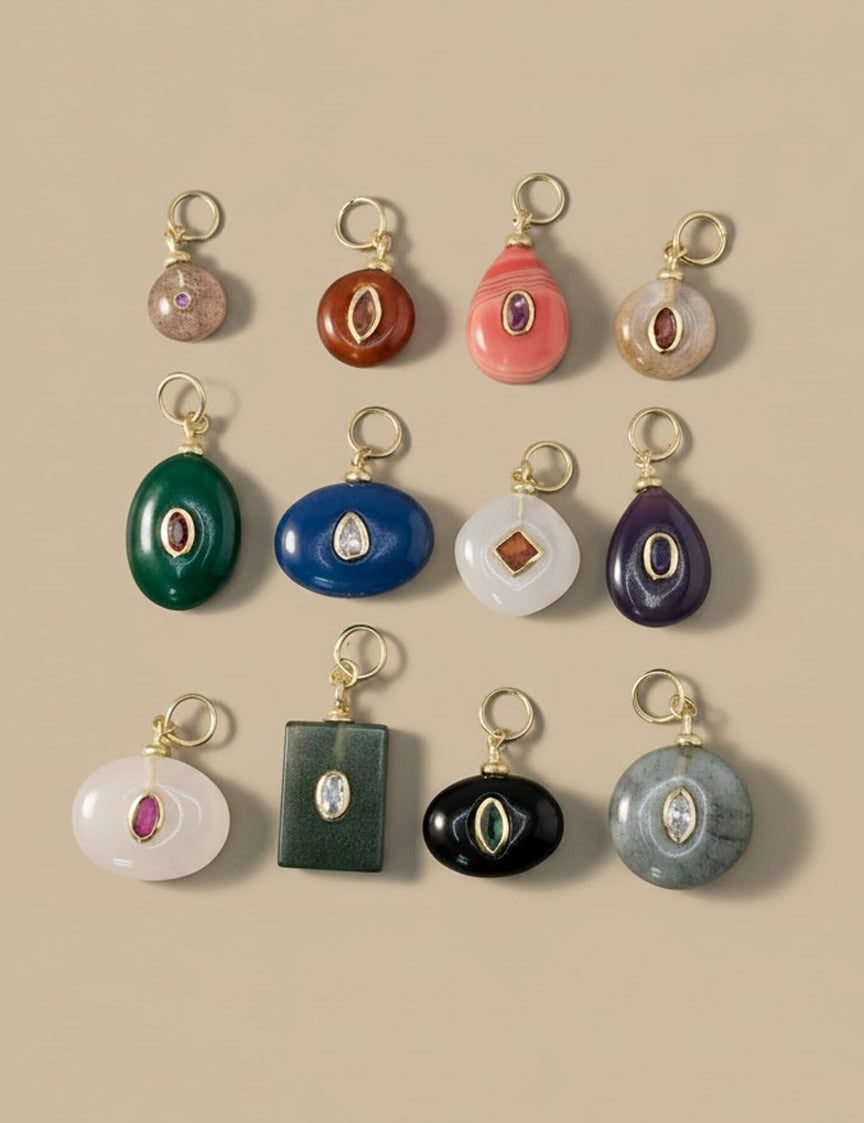Inset Gemstone Charm - Small | Options