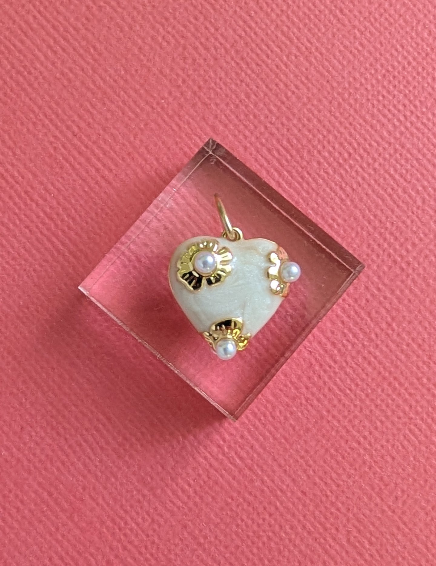 Pearl Stud Heart Charm