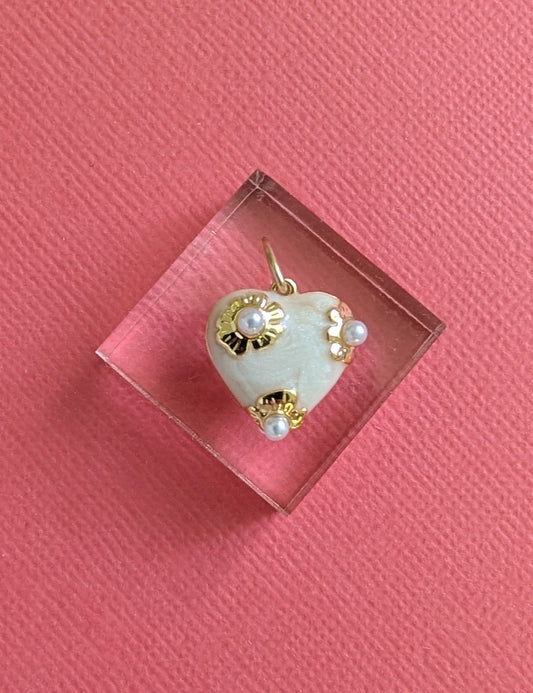 Pearl Stud Heart Charm