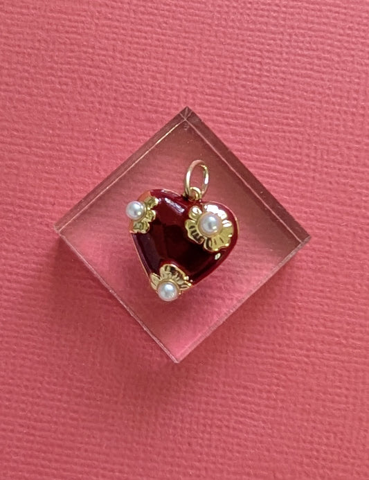 Pearl Stud Heart Charm