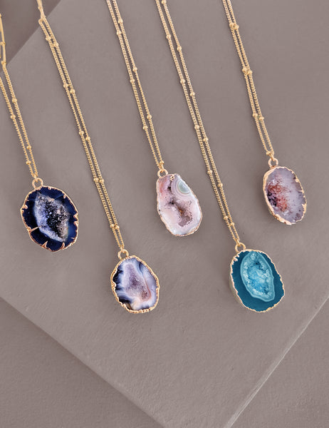 Gold-Filled Geode Cave Necklace