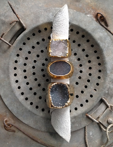 Gold Druzy Ring