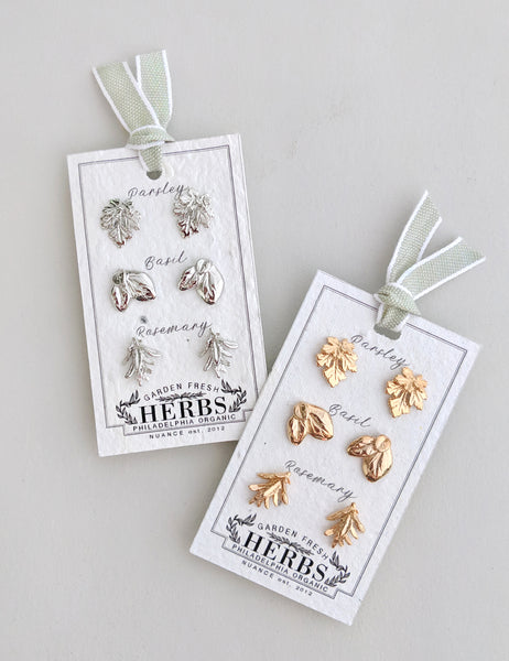 Three-Herb Earrings on Plantable Card | MORE COLORS |
